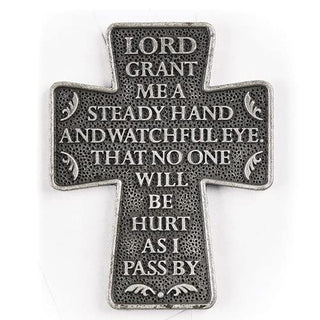 Roman Protectors Of The Road Prayer Cross Car Visor Clip