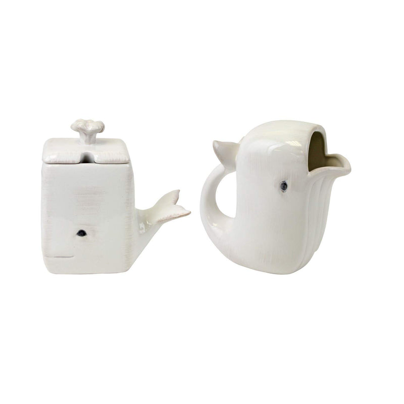 Beachcombers White Ceramic Whale Cream & Sugar Set