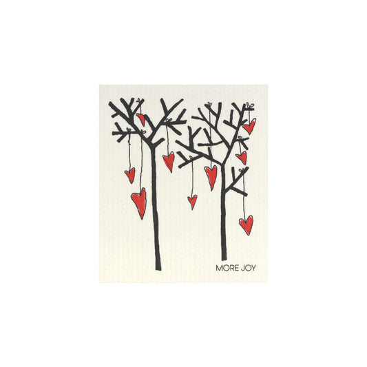 More Joy Tree of Hearts Design Dishcloth, Pack of 2, Tea Towel, Kitchen Accessories