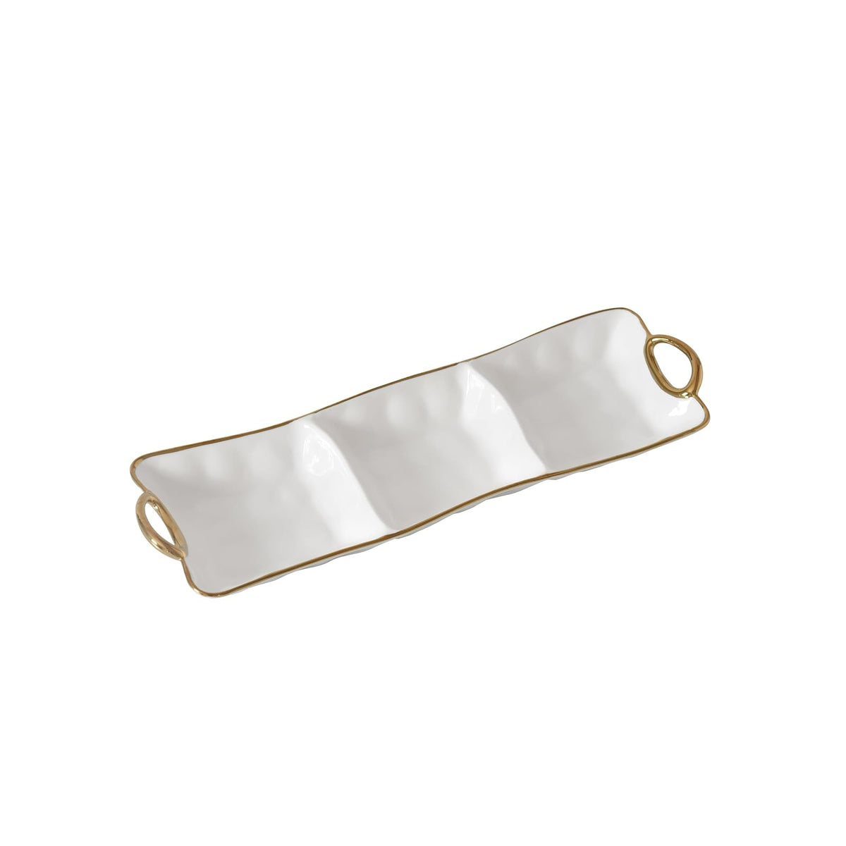 Pampa Bay Dishware Plate, Large, White and Gold