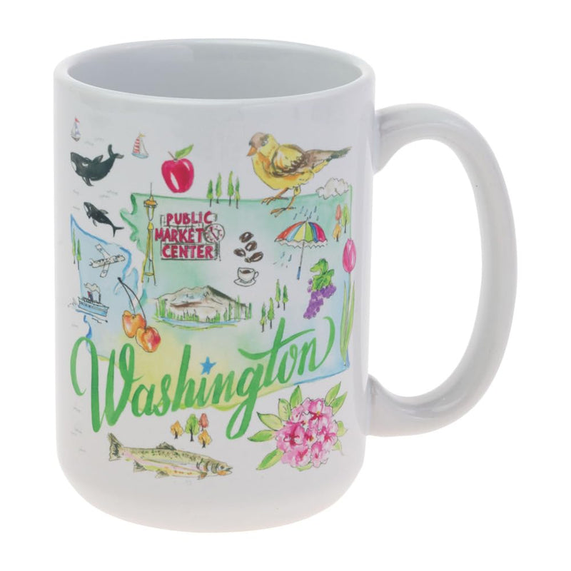 Boston International Coffee Mug Rosanne Beck State Collection Ceramic Tea Cup, 15 Ounces, Washington