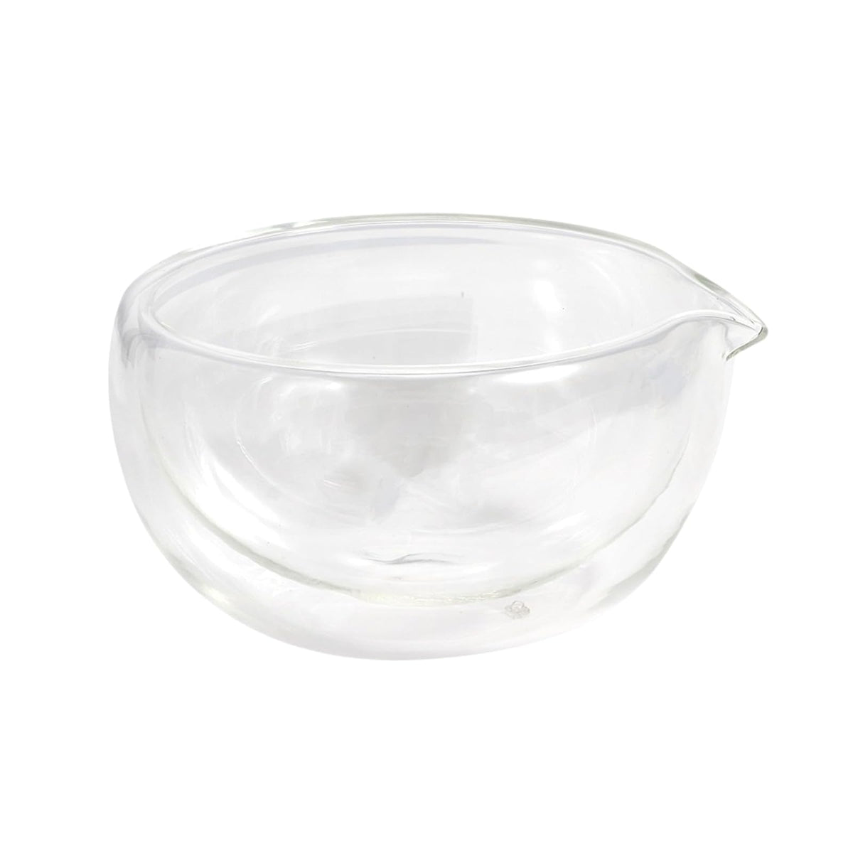 Urban Tokyo Whisk Utensil, Bowl with pouring spout, Clear Double Wall Glass Bowl