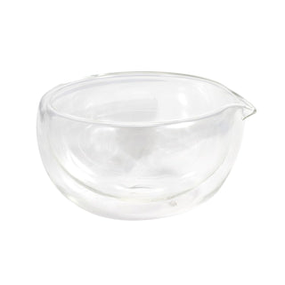 Urban Tokyo Whisk Utensil, Bowl with pouring spout, Clear Double Wall Glass Bowl