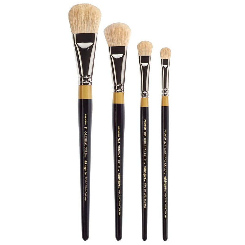 KINGART Original Gold Specialty 9270 Series, Oval Mop Brush, Set of 4 B-096 Black/White