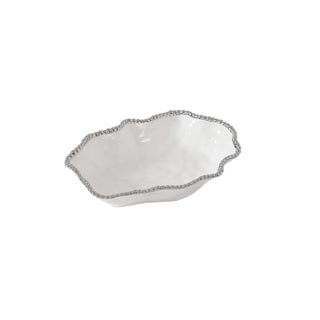 Pampa Bay Dishware Bowl, 12 x 9 x 3 Inch, White and Silver