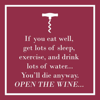 Paperproducts Design Open the Wine 3-Ply Beverage Napkins, 5-Inch, Red, Pack of 20