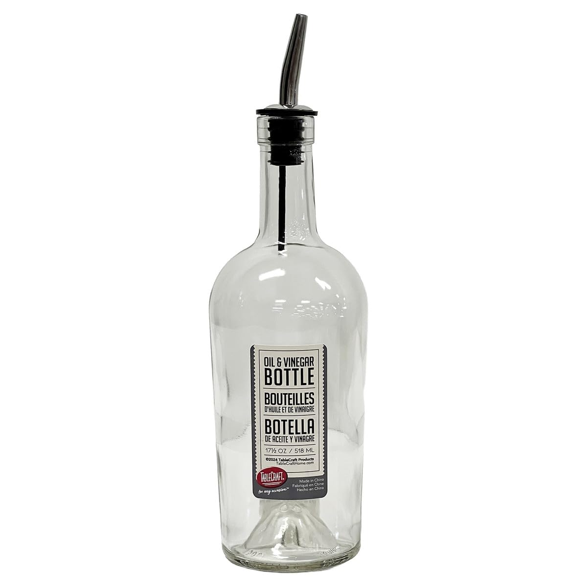 TableCraft Glass Syrup Bottle with Vented Stainless Steel Pourer - 500ml