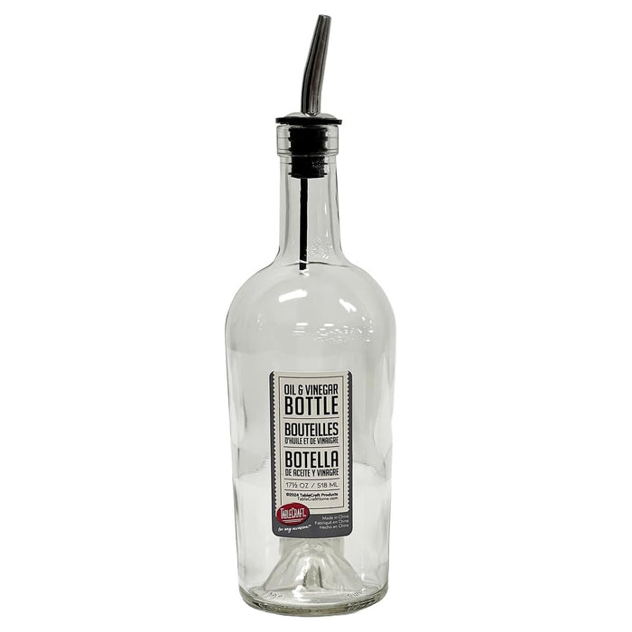 TableCraft Glass Syrup Bottle with Vented Stainless Steel Pourer - 500ml