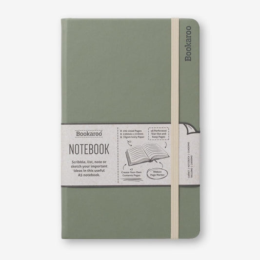 IF Bookaroo Notebook A5, Journal - Fern, Classic Ruled Notebook, Hard Cover with Soft PU, (A5) 21.5 x 13.5cm, 192 Pages