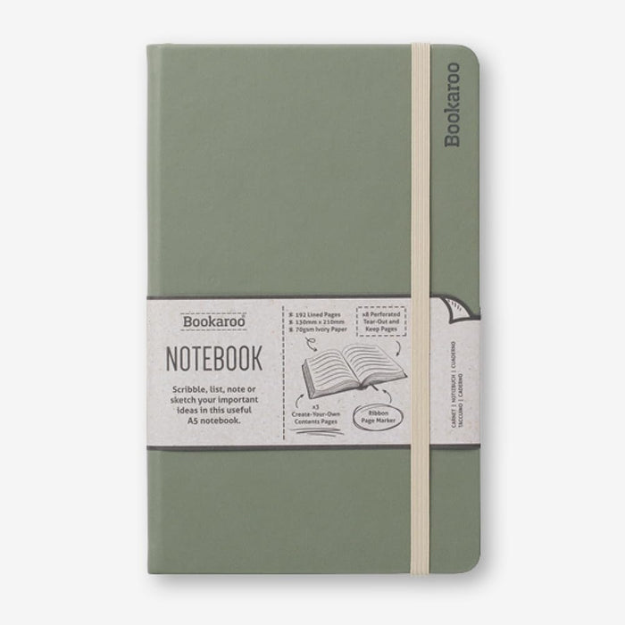 IF Bookaroo Notebook A5, Journal - Fern, Classic Ruled Notebook, Hard Cover with Soft PU, (A5) 21.5 x 13.5cm, 192 Pages