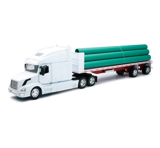 New Ray Toys VOLVO VN-780 FLATBED W/ LONG PIPE Truck New Ray by NewRay