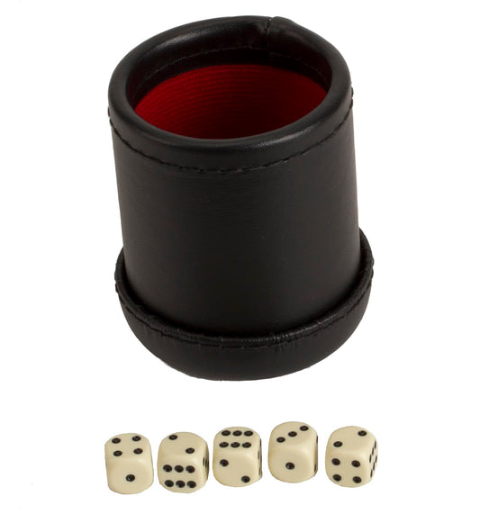 CHH 4" Deluxe Dice Cup with 5 Standard Dice, Black/Cream Color