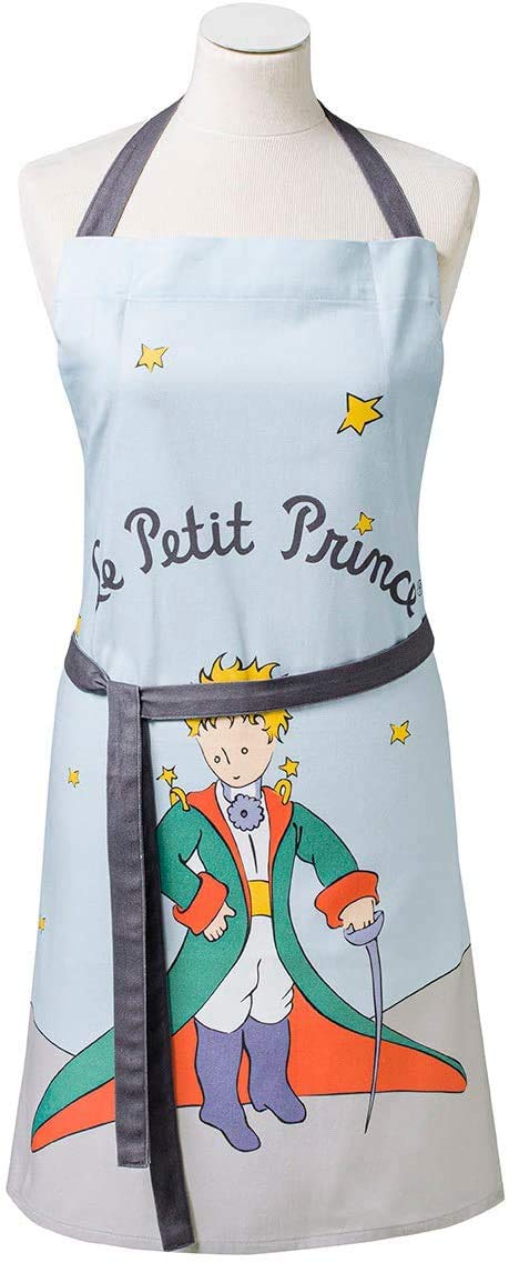 Coucke French Cotton Digitally Printed Children's Apron, The Little Prince Cape Design, Sliding Ties for Easy Fit, 29.5-Inches by 26-Inches, Blue, 100% Cotton