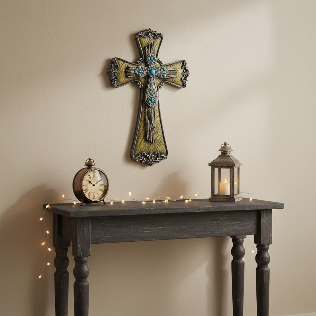 Comfy Hour 12 Inch Wall Cross for Home Decor, Ornate Scrollwork