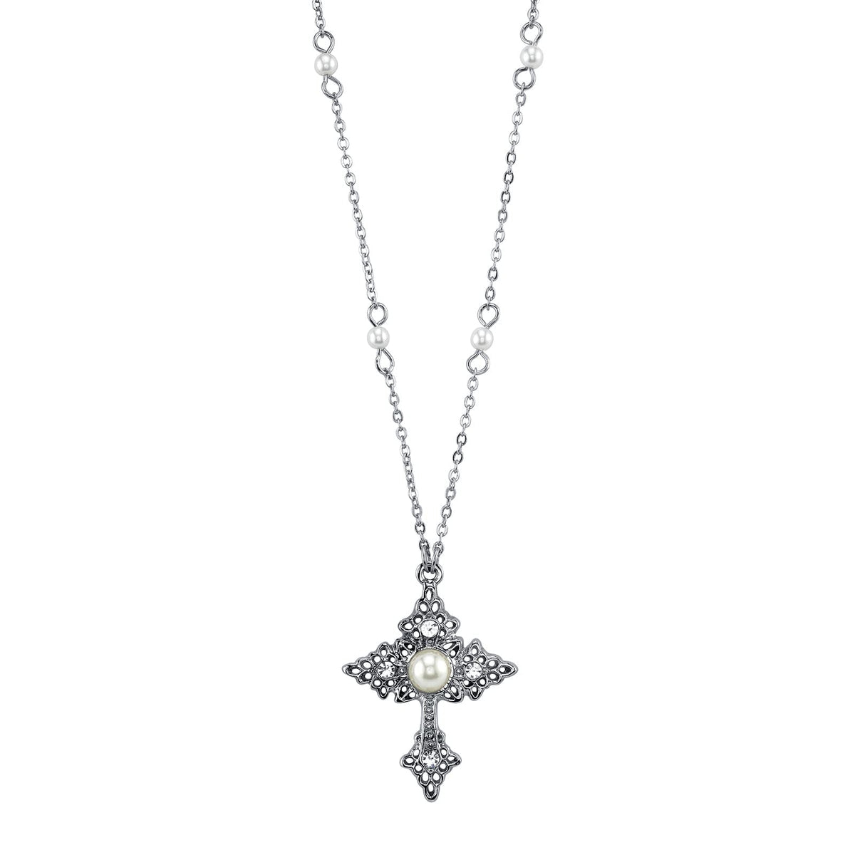 1928 Jewelry Company Necklace, 16"L x 0.99"W x 1.36"H, Crystal
