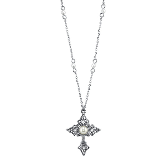 1928 Jewelry Company Necklace, 16"L x 0.99"W x 1.36"H, Crystal