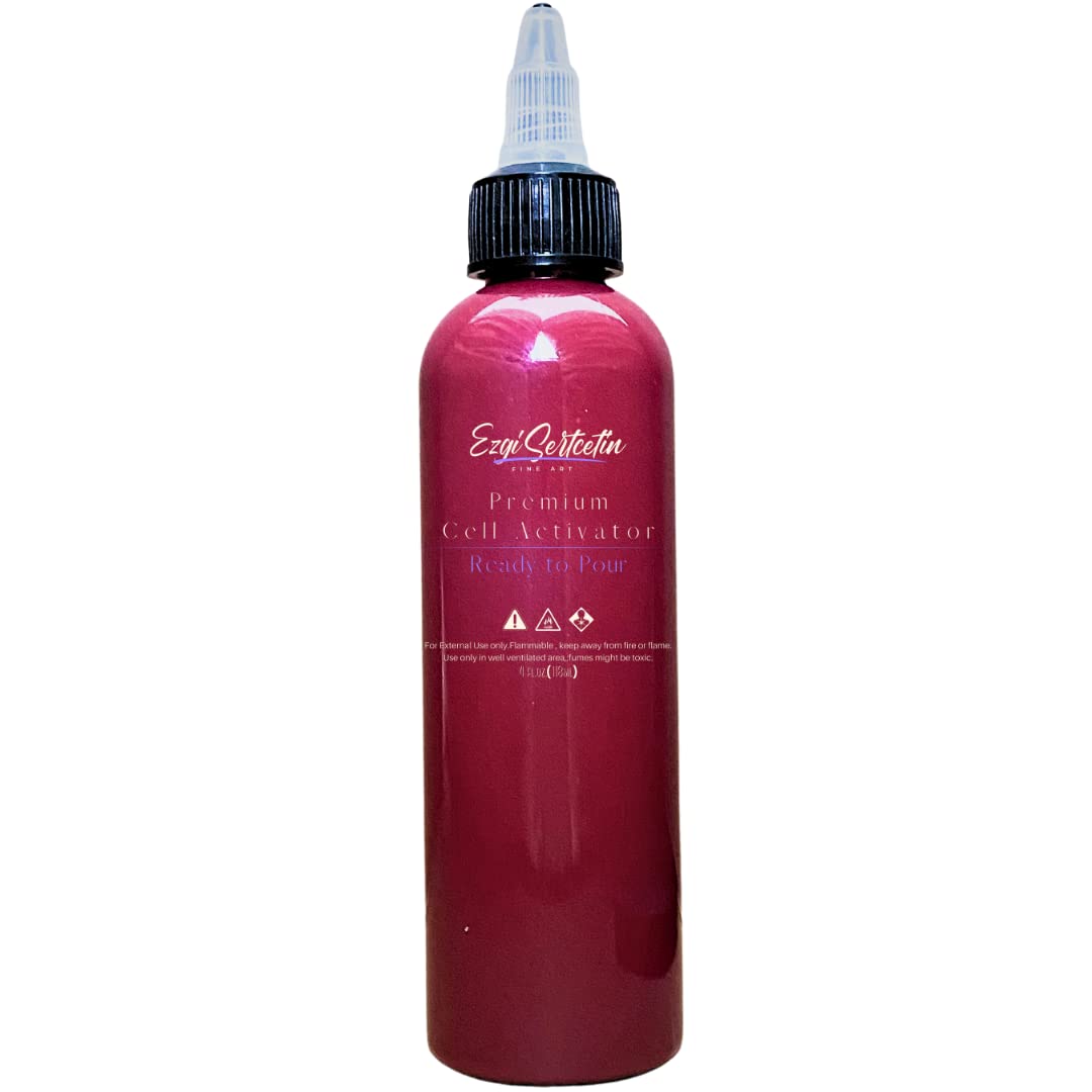 Premium Cell Activator | Ready to Pour | Create Perfect and Unique Cells in Your Painting Works | 4oz by Volume | by Ezgi Sertcetin (Metallic Plum Mois)