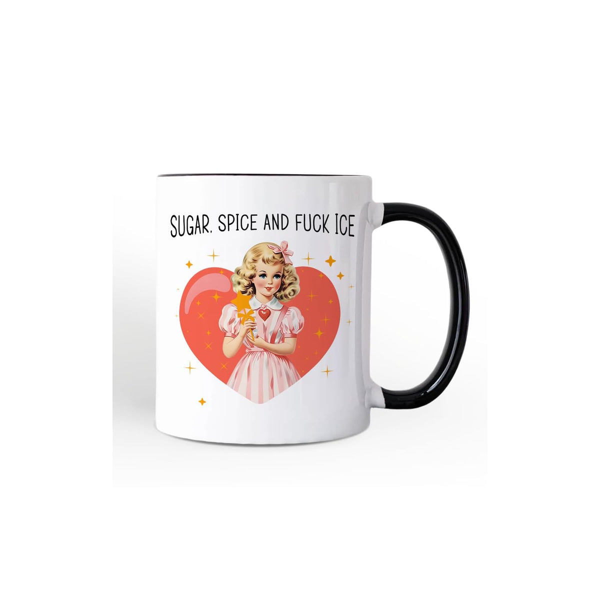 OrnamentallyYou Drinking Cup, 12 Ounces, Sugar Spice and Fuck Ice Retro Protest