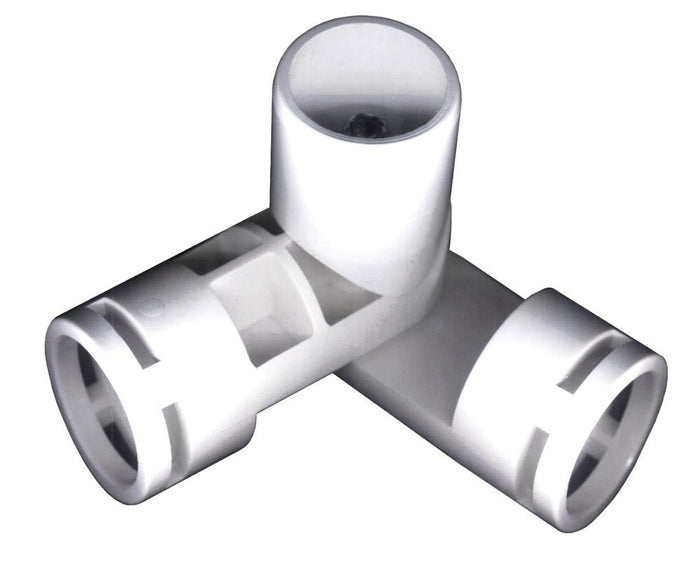 Snapclamp PVC- Adjustable joint fitting 1" 3-Way (Furniture Grade White)