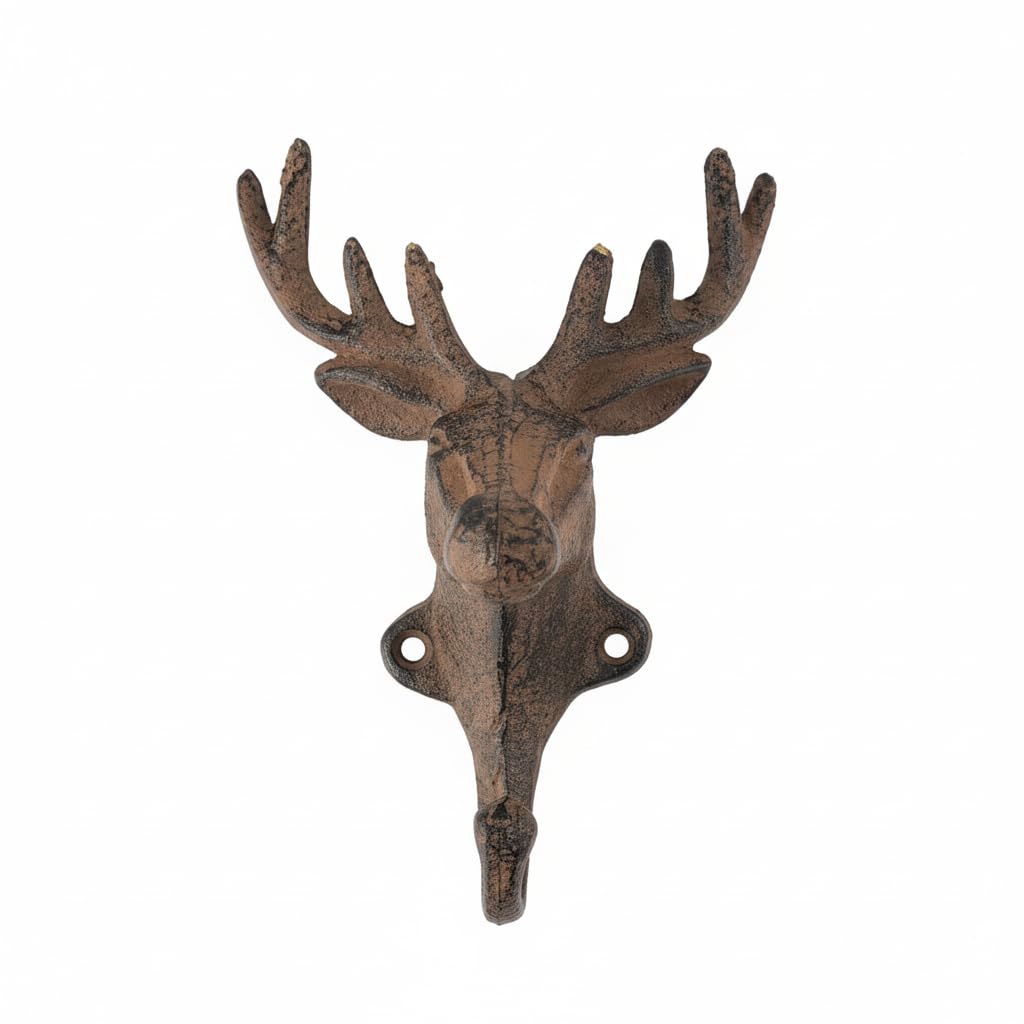 Comfy Hour Cast Iron Deer Single Key Coat Hook Clothes Rack Wall Hanger, Heavy Duty, Recycled