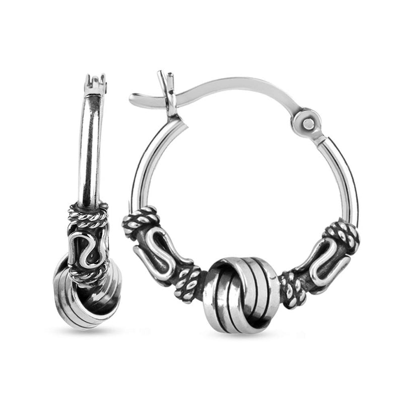 LeCalla 925 Sterling Silver Love Knot Earrings Jewelry Italian Design Balinese Love-Knot Hoops Earring for Women