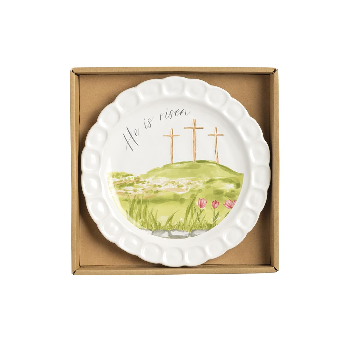 Mud Pie Dishware Plate, 8" dia, White