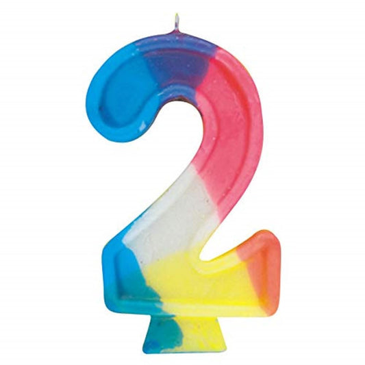 Unique Industries Rainbow Number 2 Birthday Candle,1 Ct.