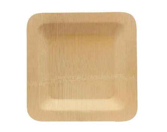 Tablecraft 5" Square Disposable Plate, Bamboo