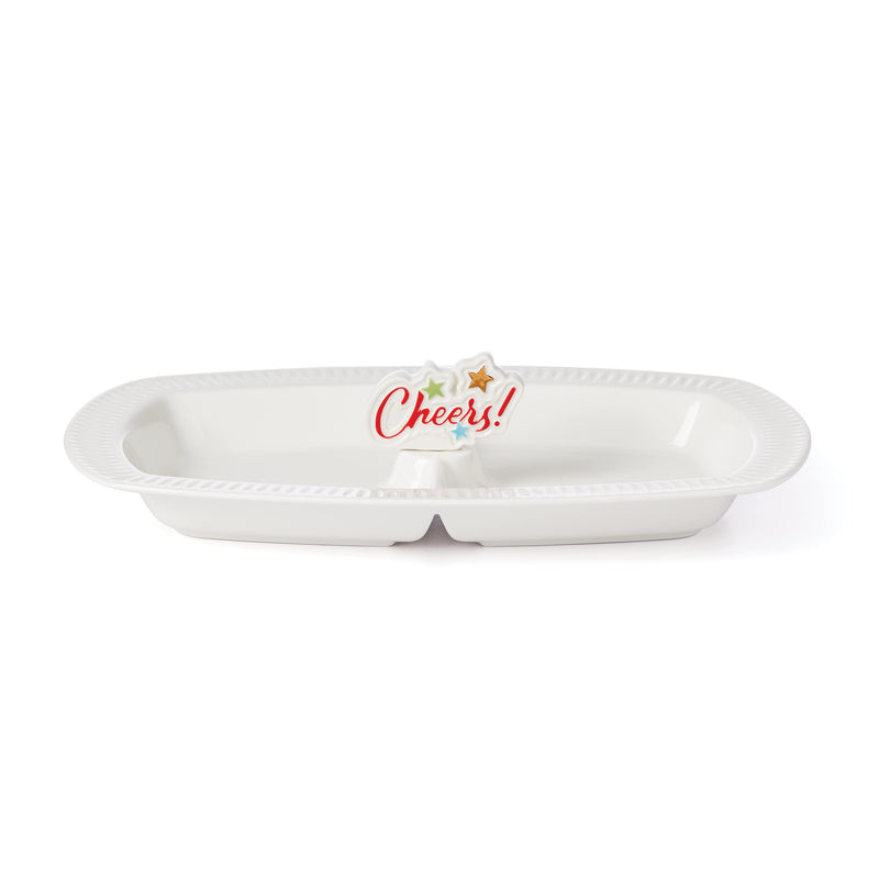 Lenox Profile Charm Divided Tray W/Cheers, 2.75, White