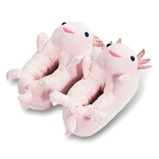 ooohyeah Women’s Fuzzy Cute Slippers, Funny Cozy Non-Slip House Foam Slippers for Women, Axolotl Hugs, M