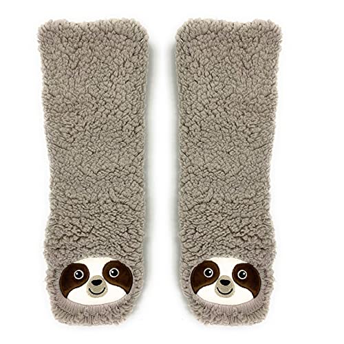 ooohyeah Women’s Slipper Socks, Llama, Unicorn, Penguin, Pig, Bunny, Kitty, Super Warm Cozy Soft Pet Animal Sherpa Slippers (Sloth Time)