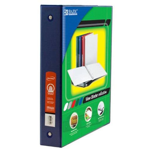 BAZIC 1.5" Blue 3-Ring View Binder w/2-Pockets