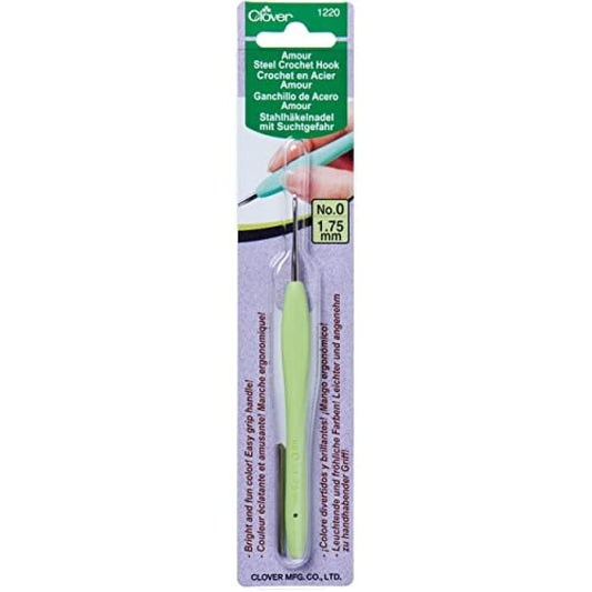 Clover 1220 Amour Steel Crochet Hook No. 0, 1.75mm