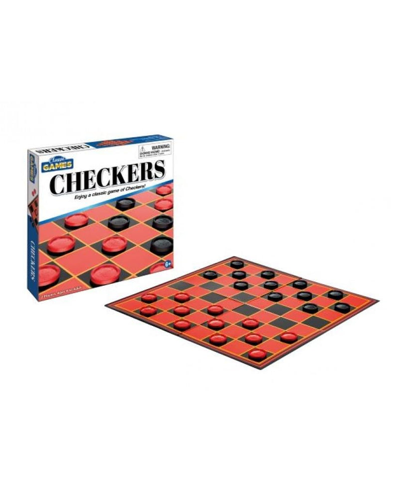 Playmaker Toys Checkers Classic Board Game in a Compact Box, 8-inch Square, Interactive Toy