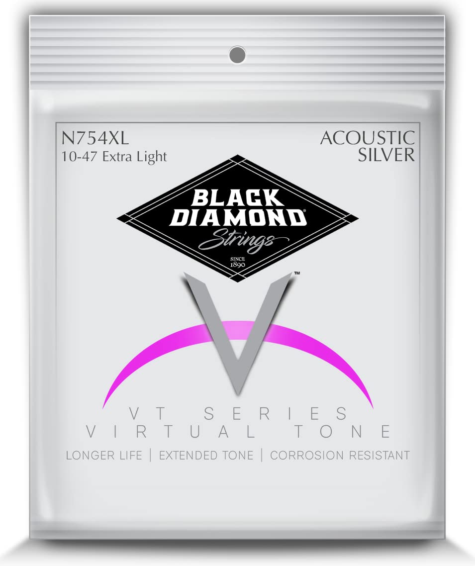 Black Diamond Strings® N754XL Acoustic Silver wound Extra Light .010P.014P.023S.030S.039S.047S