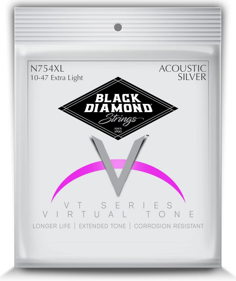 Black Diamond Strings® N754XL Acoustic Silver wound Extra Light .010P.014P.023S.030S.039S.047S