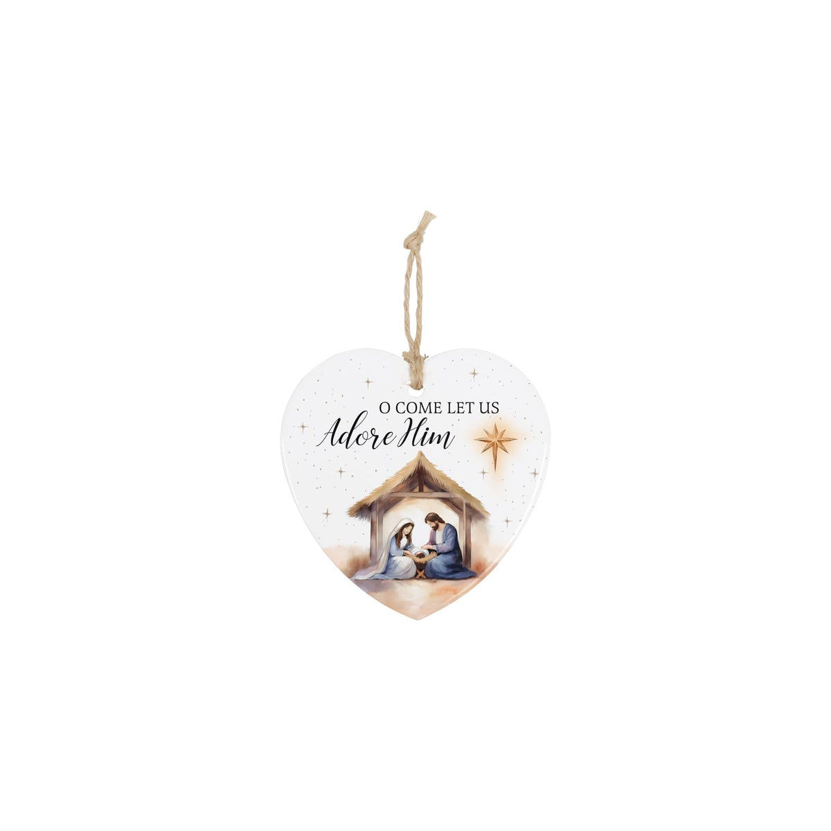 Carson Hanging Ornament, 4", White/Green/Red