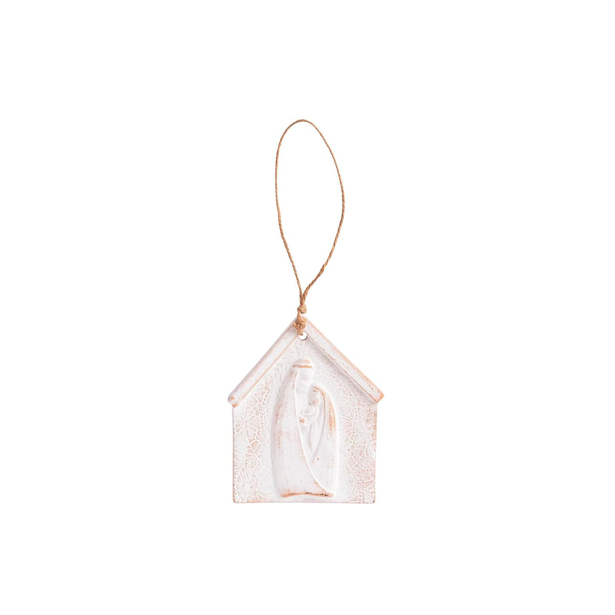 Mud Pie Hanging Ornament, 4" x 3", White