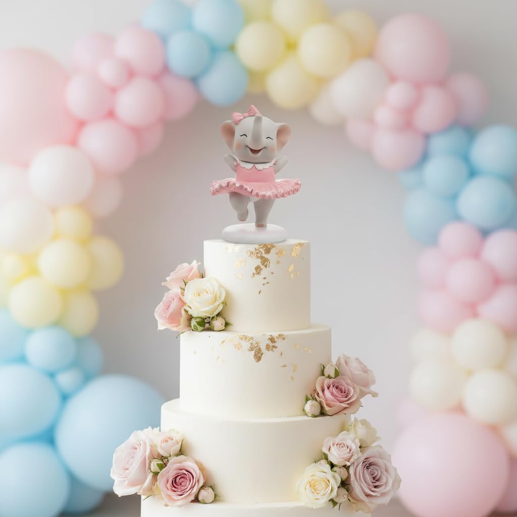 Comfy Hour 4.5 Inch Elephant Cake Topper, Ballerina Figurine