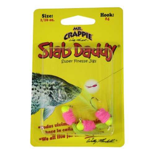 Blakemore TTI Fishing Co Mr Crappie Slab Daddy Hook-Pack of 3 (Chartreuse/Pink/Chartreuse, 1/16 Ounce)