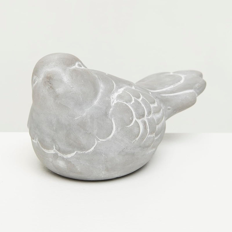 Meravic Concrete Bird Figurine, 7.5-inch Length, Grey and White, Tabletop Decoration