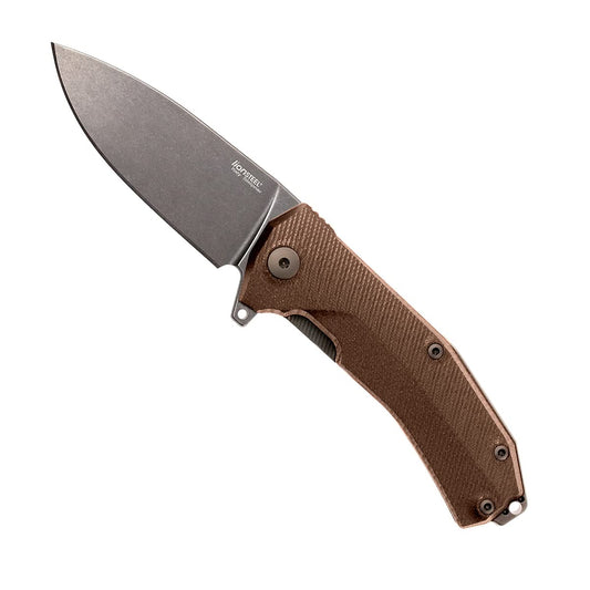 LionSTEEL KUR Folding EDC Pocket Knife, Full Sized Folder, Sleipner Steel Blade, G10 Handles – Lightweight Daily Carry Tool, Brown G10 Black Blade