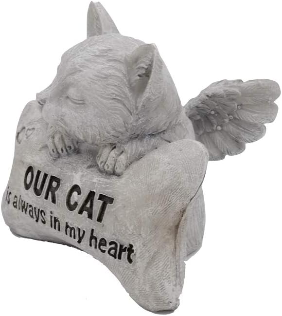 Comfy Hour Pet In Loving Memory Collection 5" Sleeping Cat Angel On Bone Figurine - in Memory of My Best Friend Bereavement, Light Gray, Polyresin