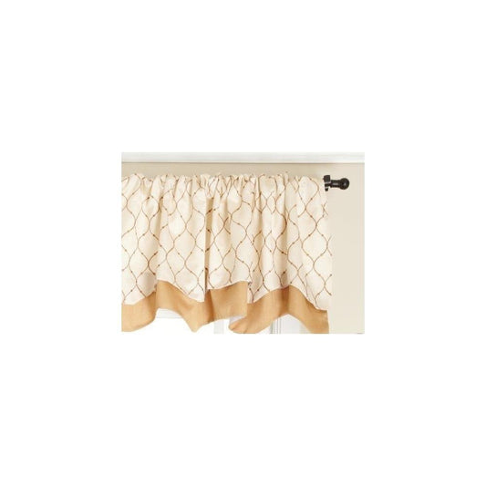 Belle Maison Stylemaster Bleecker 54 by 17-Inch Lined Embroidered Layered Valance, Truffle