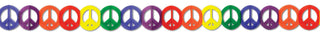 Beistle Rainbow Peace Sign Cutout Paper Garland Decoration, 1 Pack, 5.75" x 12', Multicolored