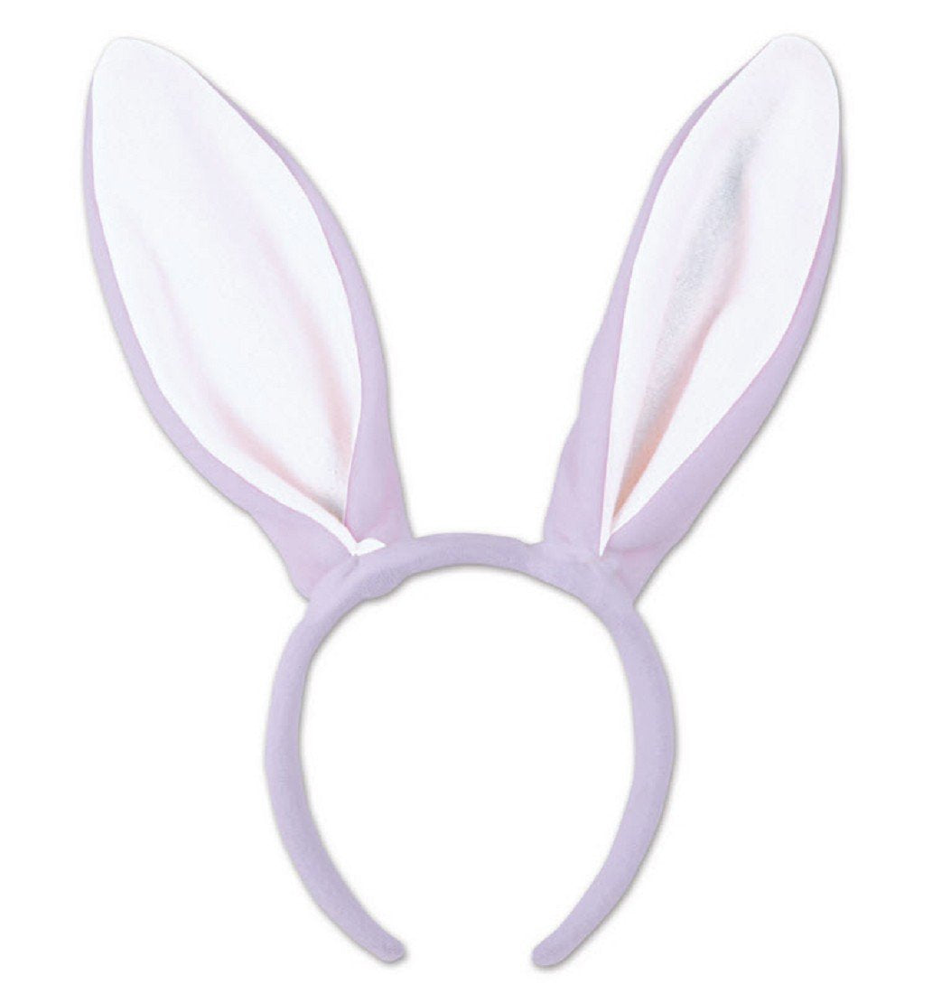 Beistle Purple Easter Bunny Ears Plush Headband, One Size, Lavender/White