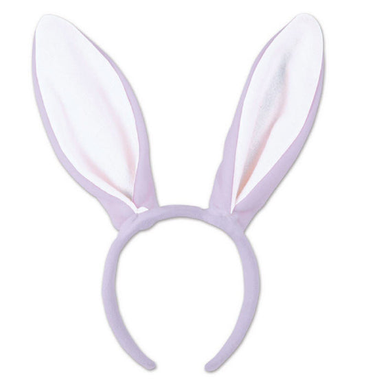 Beistle Purple Easter Bunny Ears Plush Headband, One Size, Lavender/White