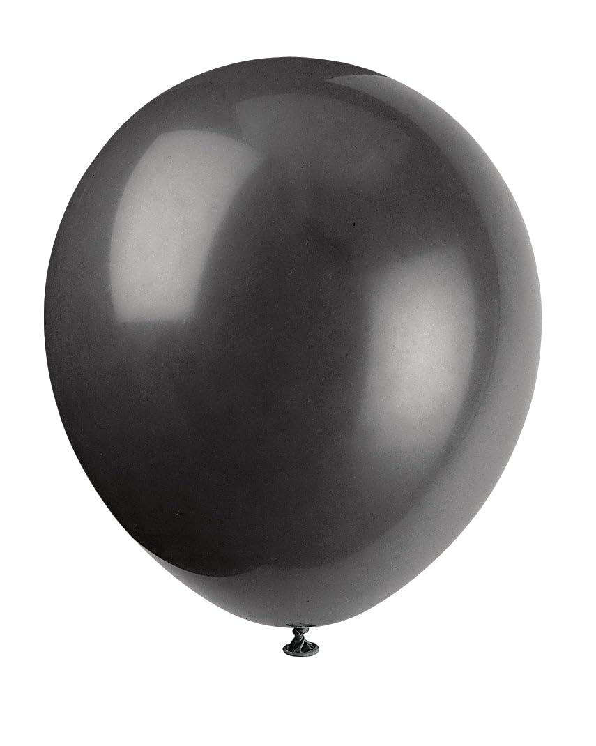 Unique Industries, 12" Latex Balloons, DIY Party Decoration - Pack of 10, Black