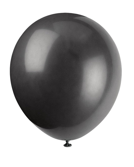 Unique Industries, 12" Latex Balloons, DIY Party Decoration - Pack of 10, Black