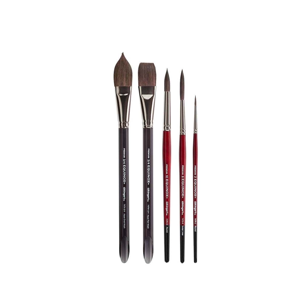 KINGART Paint Brush, Assorted, Brown, Red, Black, Silver